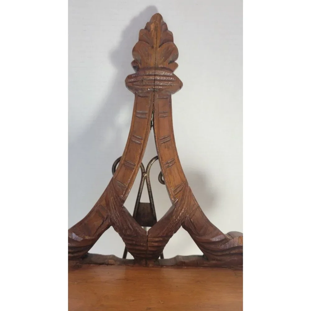 Beautifully Ornate Hand Carved Figural Wood Bracket Wall Shelf, set of two.